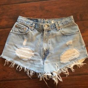 Vintage distressed Levi high waisted shorts